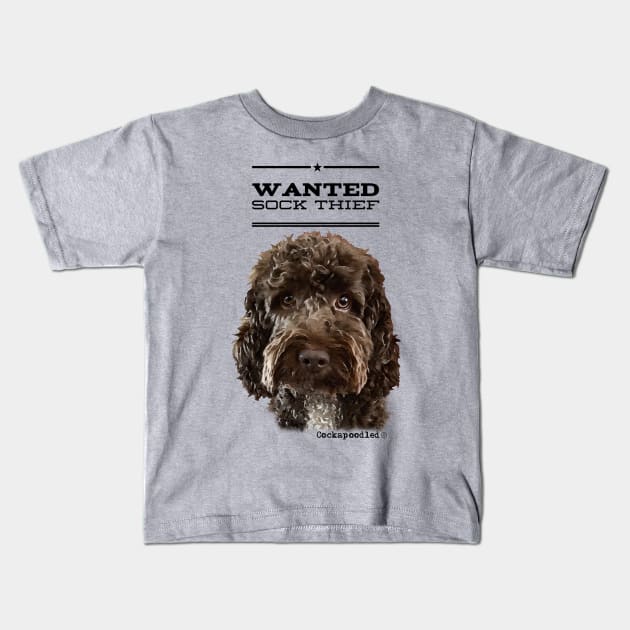 Cockapoo / Doodle Dog Sock Thief Kids T-Shirt by WoofnDoodle 